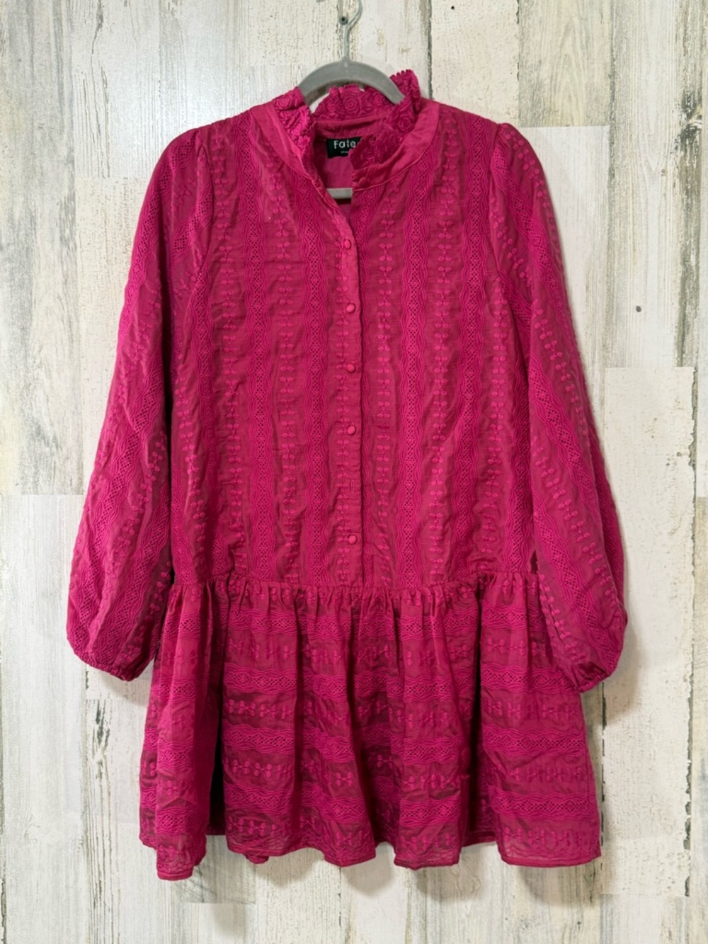 Fate Long Sleeve Pink Lace Mini Dress Statement Sleeves